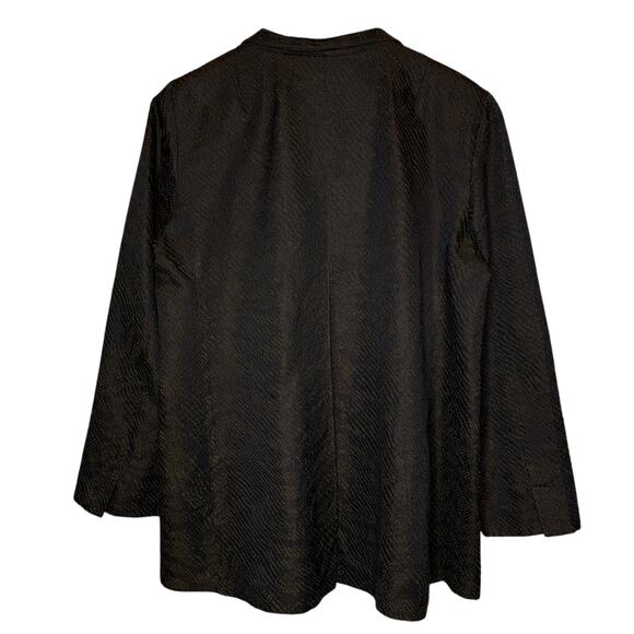 Eileen Fisher Silk Blend Jacquard Open Front Black Jacket size Large - Picture 4 of 6
